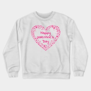 Happy Valentines Day Pink Paw Print Heart Crewneck Sweatshirt